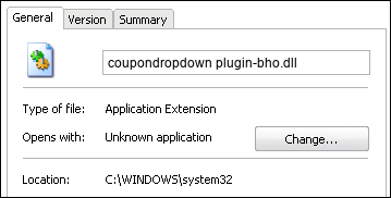 coupondropdown plugin-bho.dll properties